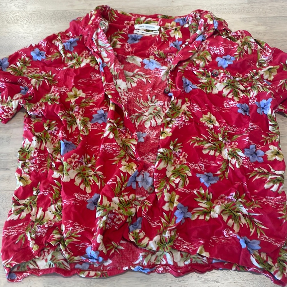 Red Hawaiian button shirt